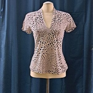 Axcess  Purple and White Geometric Blouse